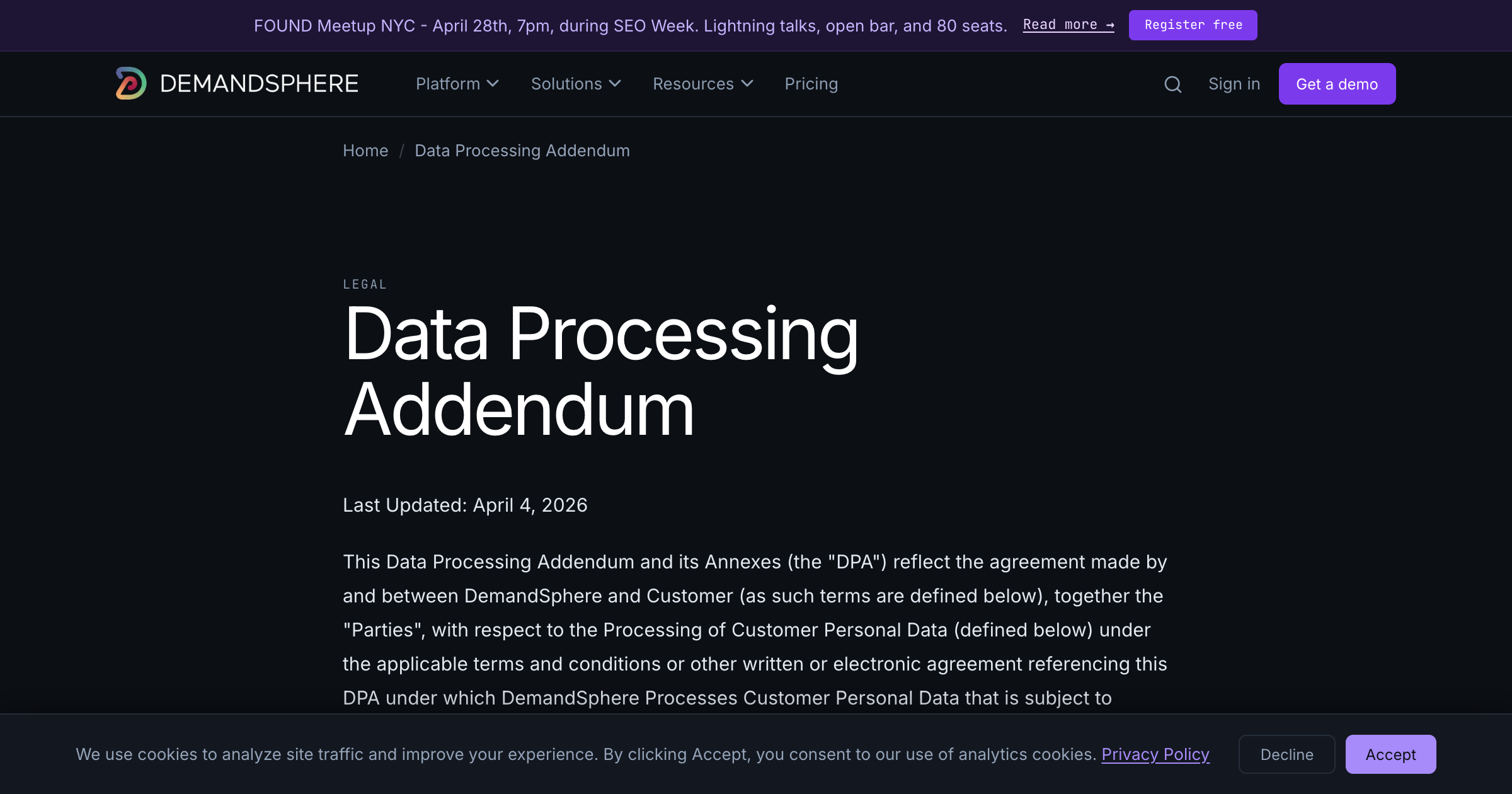 Data Processing Addendum | DemandSphere