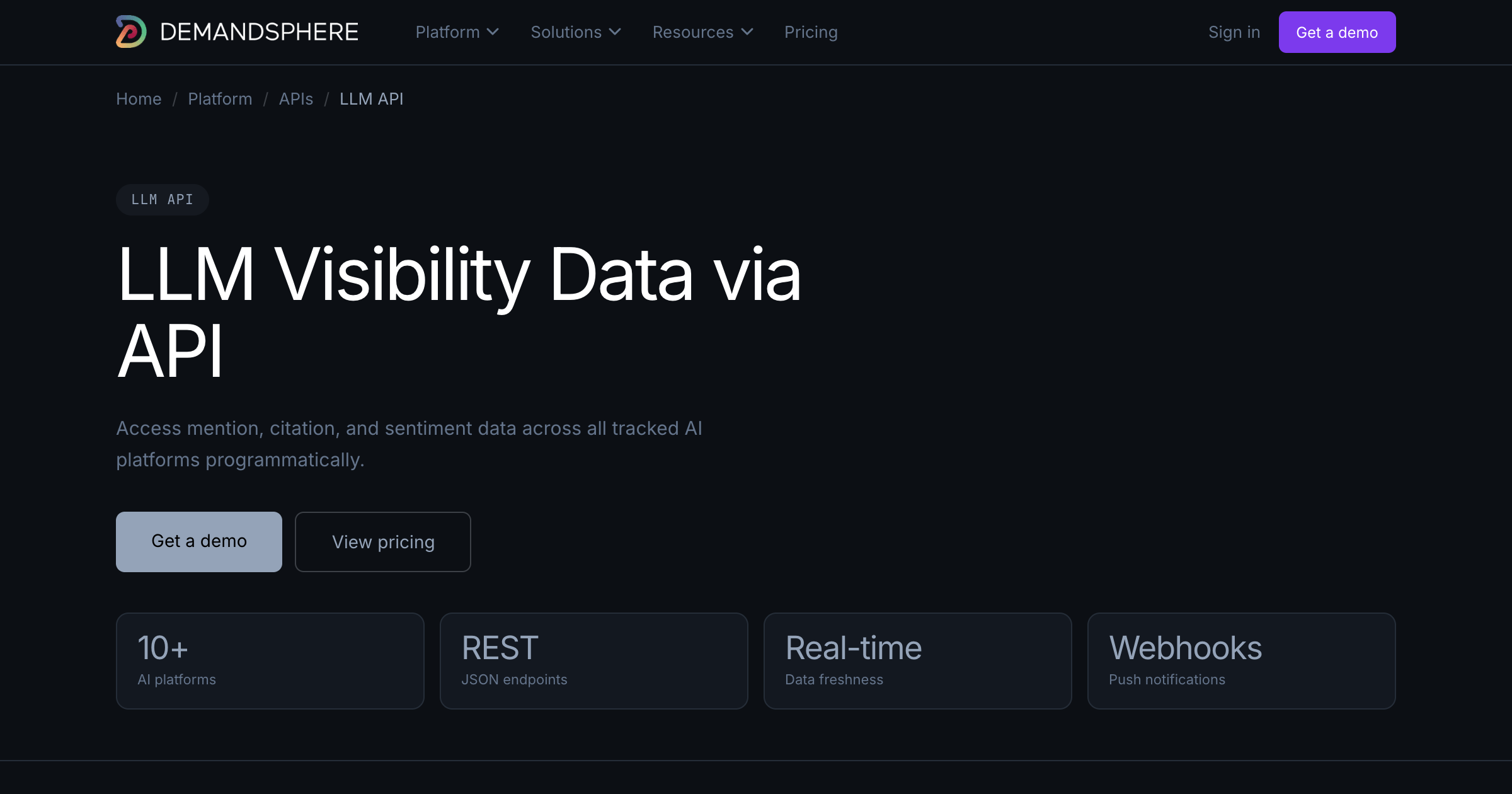 Llm Restful Api Http LLM Visibility API - DemandSphere | DemandSphere