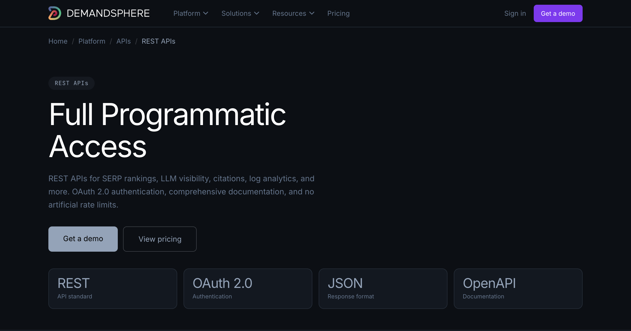 REST APIs - DemandSphere Developer Platform | DemandSphere