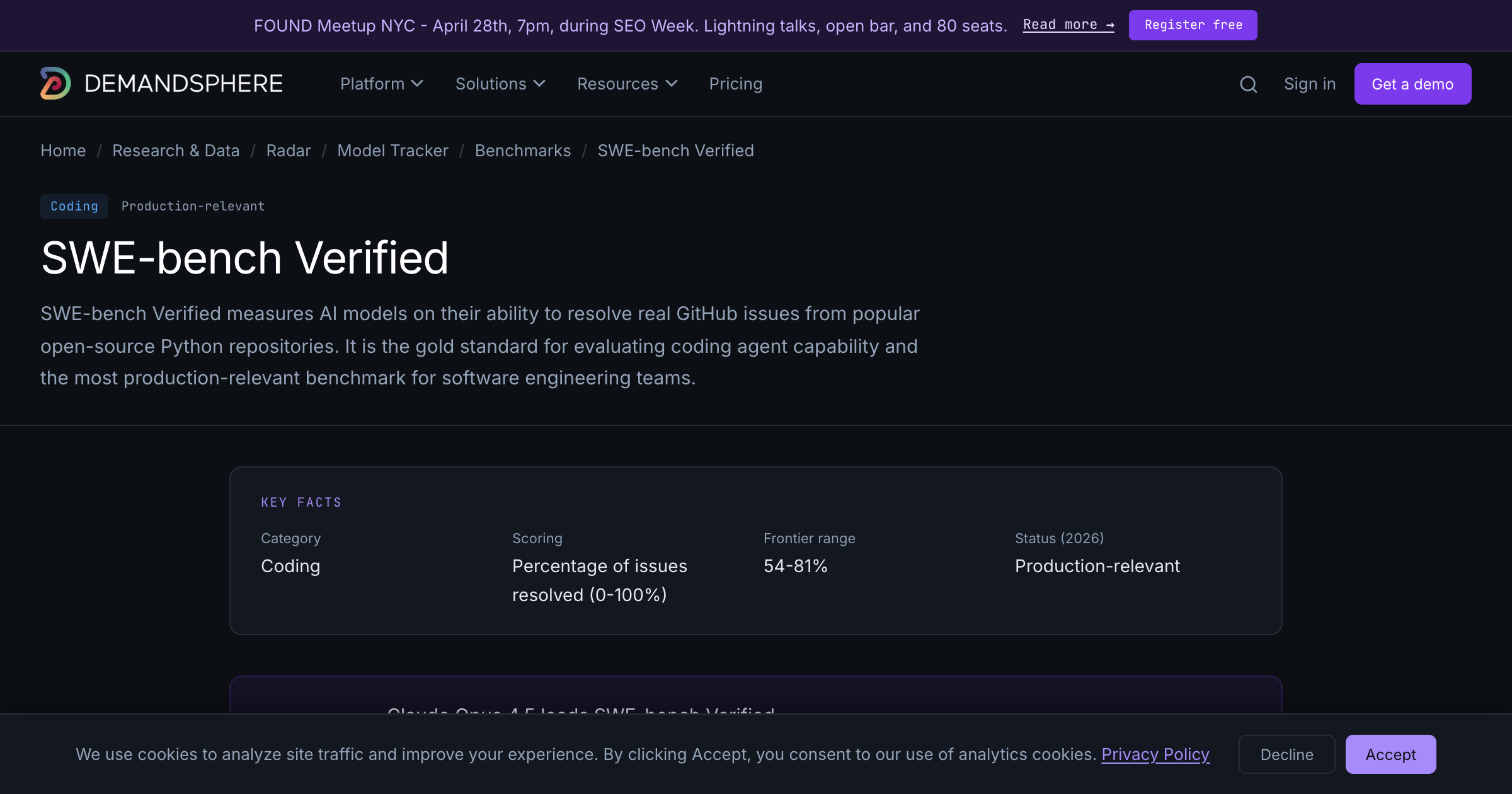 SWE-bench Verified - AI Benchmark Explained | DemandSphere